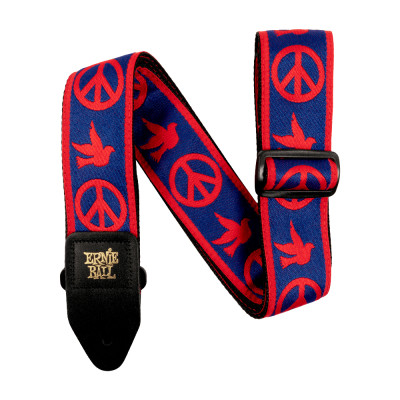 Ernie Ball Red And Blue Peace Love Dove Jacquard Strap