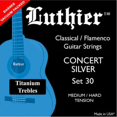 Luthier 30 concert silver titanium trebles classical guitar strings 