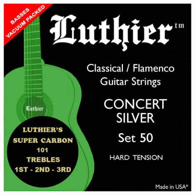 Luthier 50 concert silver super carbon 101, струны для классической гитары